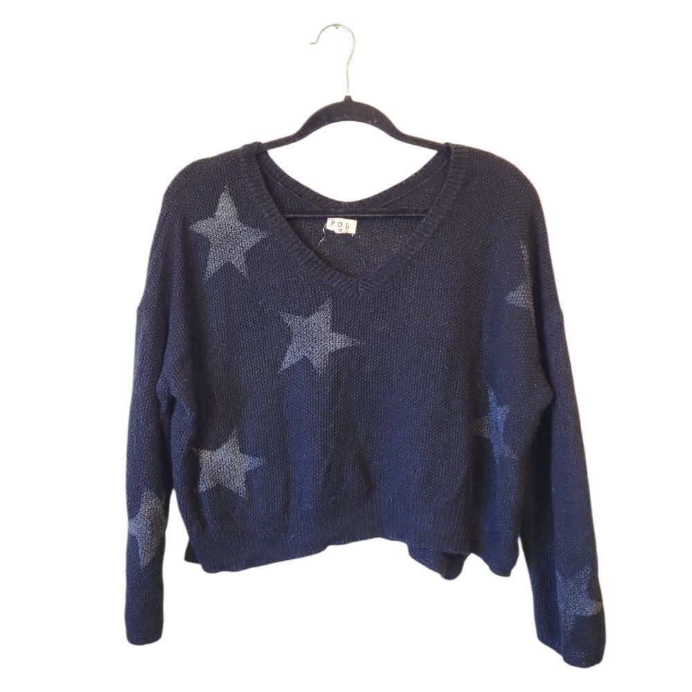POL Black Cropped Star Sweater Women's Size S